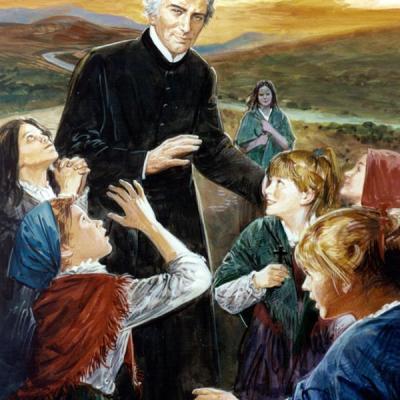 Dipinto del pittore torinese Cosimo Mussio: Padre Luigi tra le bambine. Egli consumò tutta la sua vita per loro che lo chiamavano 