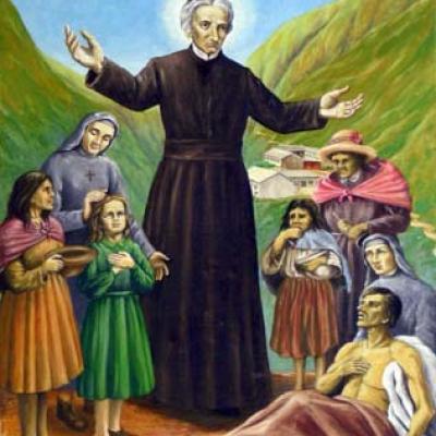 Olio su tela, dipinto sulla traccia dell'arazzo per la beatificazione di Padre Luigi. Si trova a Chivimarca, in Bolivia.
